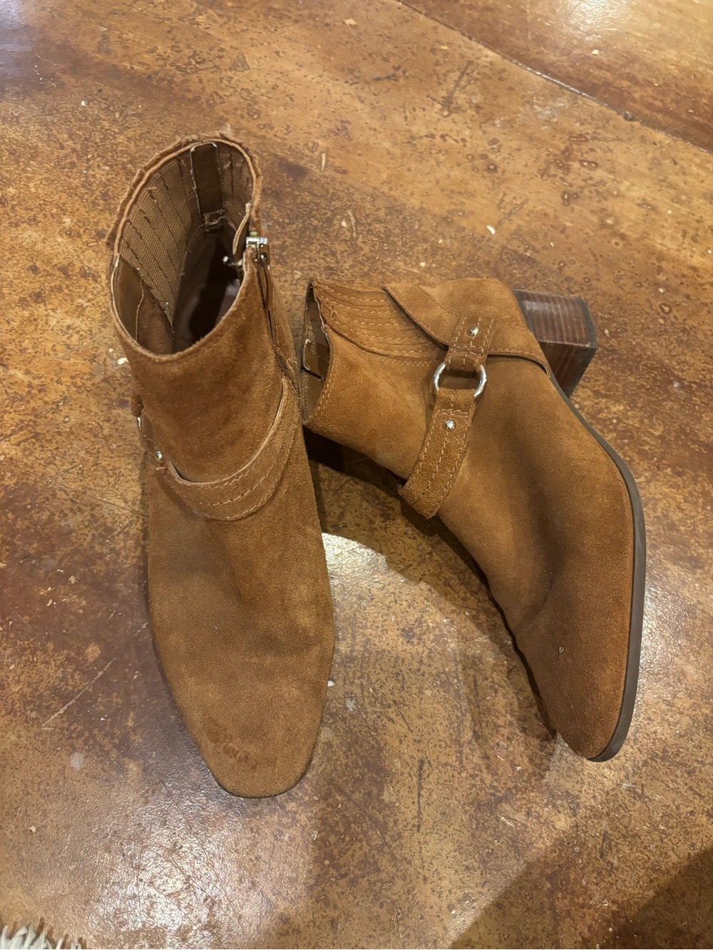 Essex Lane Cognac Suede Ankle Boots with Buckle